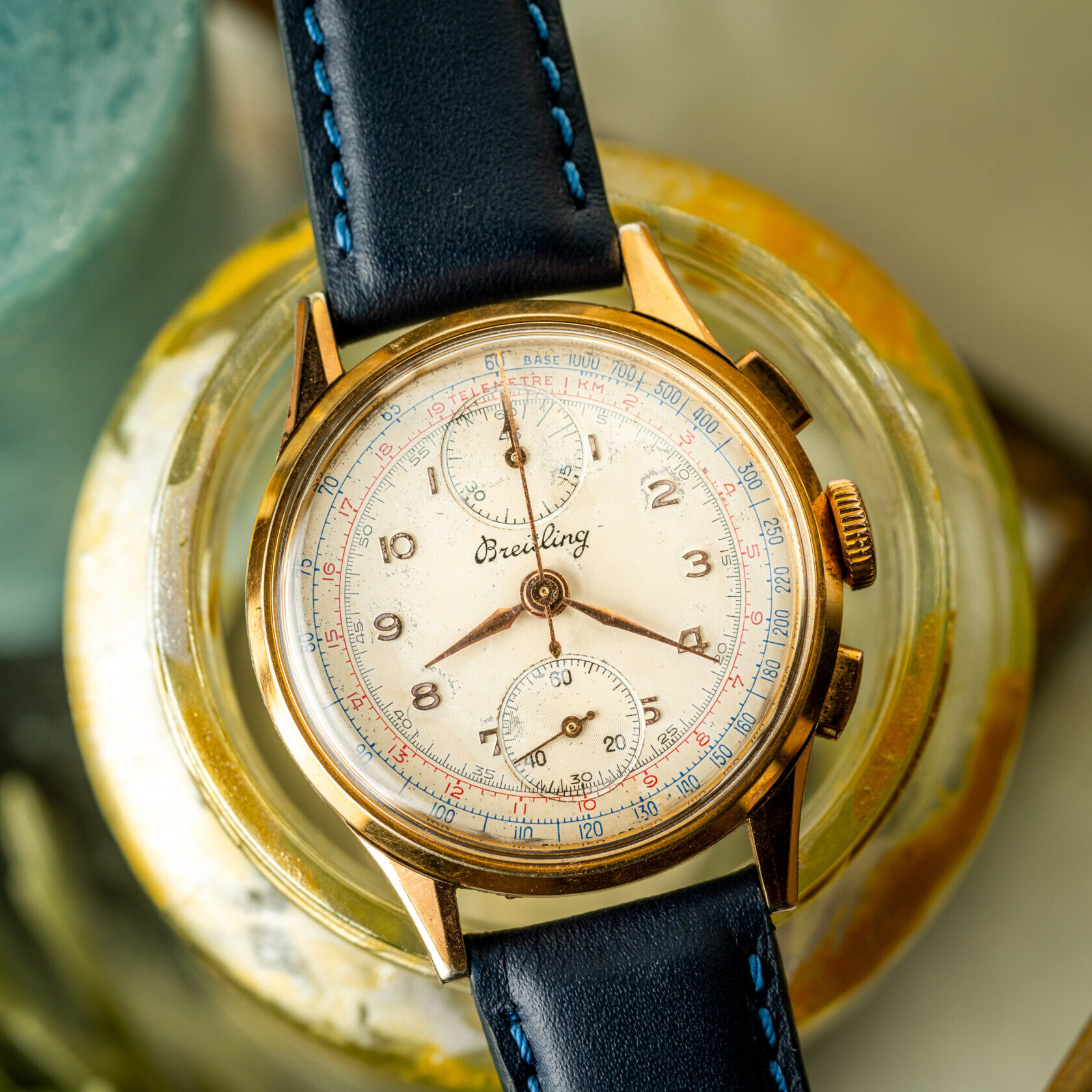 vintage breitling chronograph gold plated