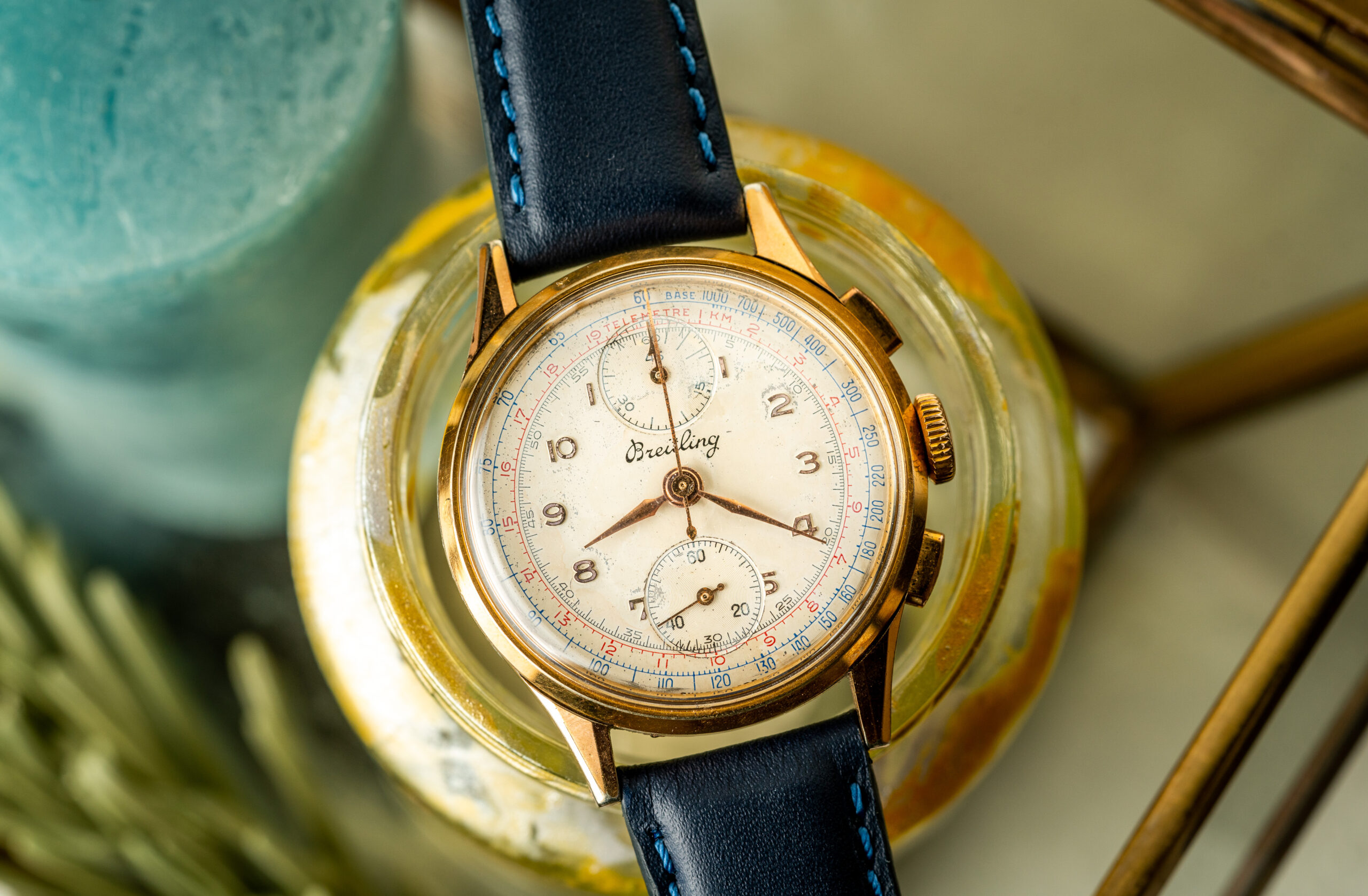 vintage breitling chronograph gold plated
