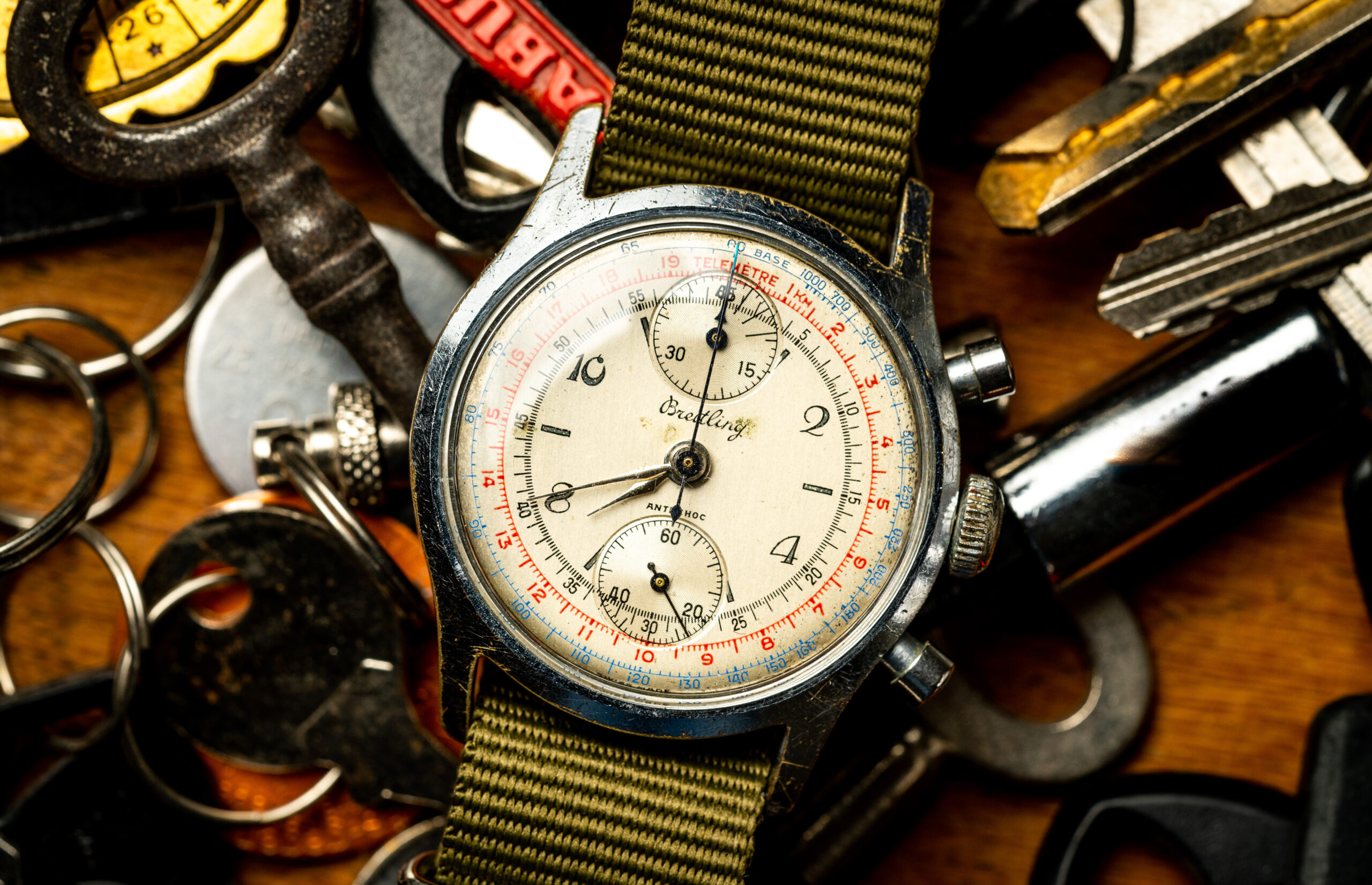 vintage breitling chronograaf verchroomd tachymeter horloge