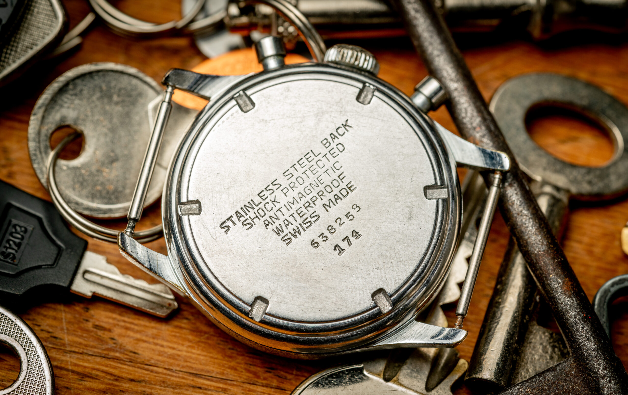 vintage breitling chronograaf verchroomd tachymeter horloge caseback